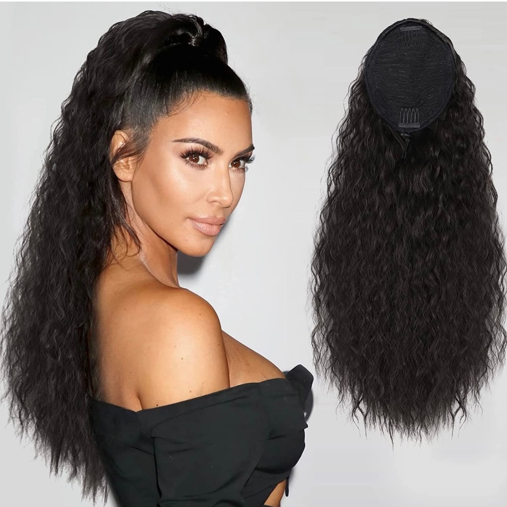 24” wavy/curly ponytail drawstring